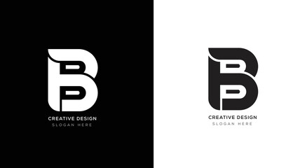 Gradient letter B logo design with black and white