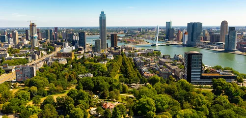 Photo sur Aluminium Rotterdam Rotterdam, Netherlands. City skyline on a beautiful sunny day