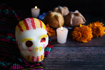 Mexican Sugar skull traditional for day of the dead in Mexico or halloween party