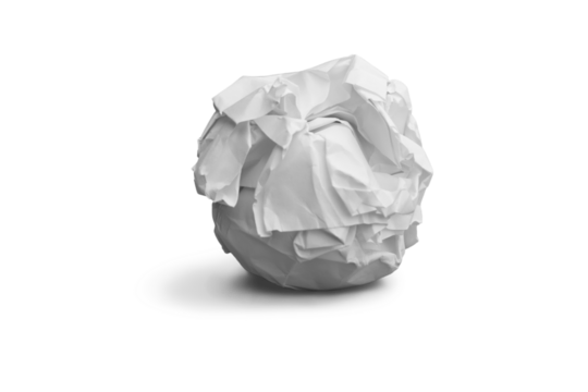 Crumpled piece of paper isolated on white