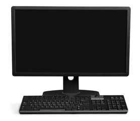 Desktop computer  and keyboard  on background