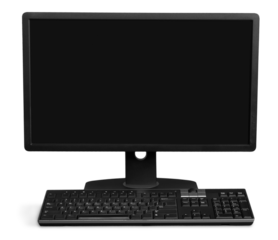 Desktop computer  and keyboard  on background