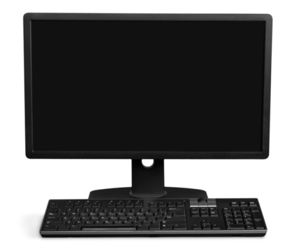Desktop computer  and keyboard  on background