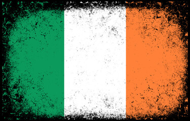 old dirty grunge vintage ireland national flag illustration