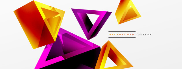 3d triangle abstract background. Basic shape technology or business concept composition. Trendy techno business template for wallpaper, banner, background or landing