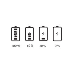battery charge icon vector. battery charge low energy until full power energy. icon symbol battery charge