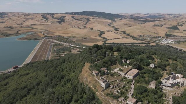Aerial view of Conza della Campania, Avellino, Italia.