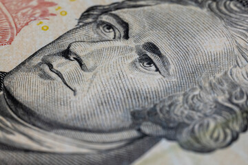Portrait of Alexander Hamilton on a ten dollar bill
