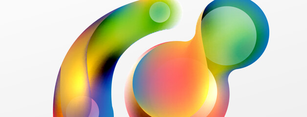 Fluid abstract background. Liquid color gradients composition. Round shapes and circle flowing design for wallpaper, banner, background or landing