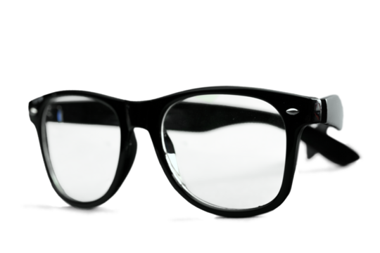 Nerd glasses on isolated white background, perfect reflection