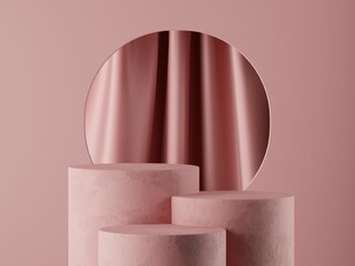 Empty 3D display product minimal scene with geometric podium platform.Cosmetics or beauty product promotion mockup. 3D render illustration.