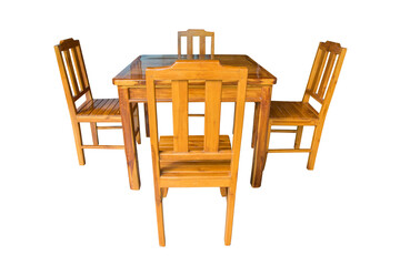 Wooden dining table set.