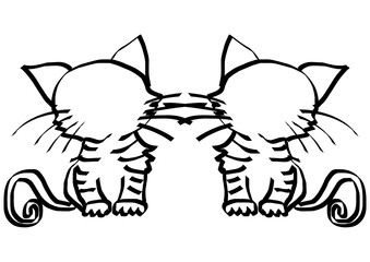 The illustrations and clipart. Vector image. twins cute cats.