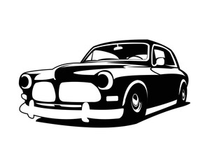 Obraz premium American classic muscle car logo front display isolated black and white color suitable for badges, emblems