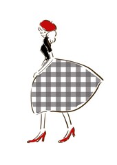 This is an illustration of a young woman wearing a red beret.
