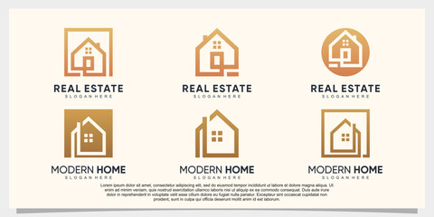 Set of modern house logo design bundle with creative unique concept Premium Vector