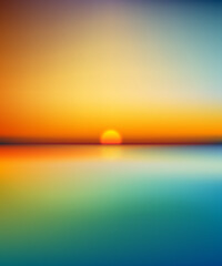 Abstract sunset over water horizon - vector eps10 illustration