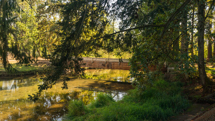 Fototapeta na wymiar STAYTON-JORDAN COVERED BRIDGE at the Pioneer Park, Oregon
