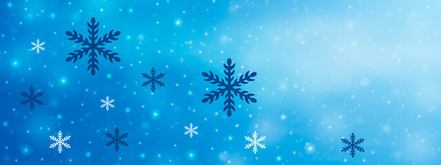 Magic winter background with snowflakes in different shades.