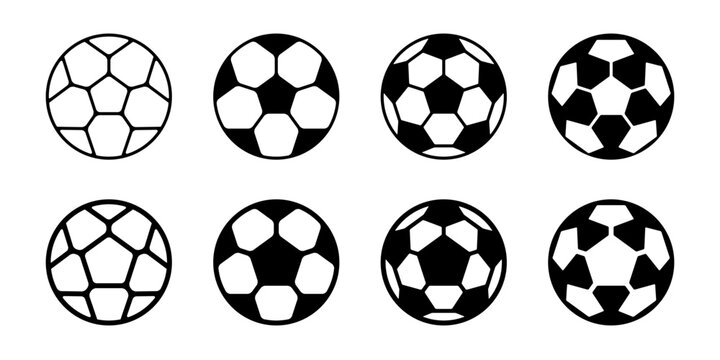 サッカーボールのシンプルフラットデザインのベクターイラスト素材複数セット