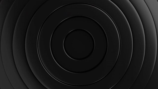 Black Abstract circle wave flow background, Seamless loop 4k 3d rendering