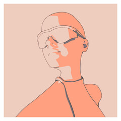 Silhouette of a female head. Beauty and fashion. Elegant silhouette of a woman wearing sunglasses