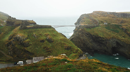 Bridge at Tintagel Castle, Cornwall, England. 