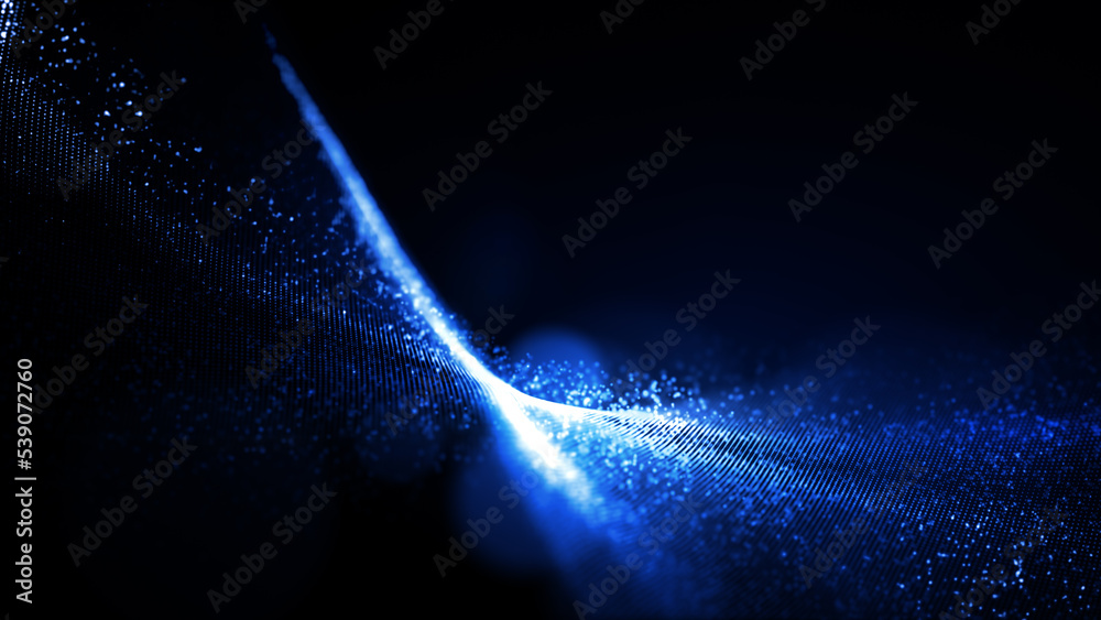 Canvas Prints technology digital blue particles flowing defocused abstract background, 3d rendering