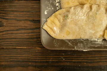 Homemade meat pies, cooked for roasting. Close-up, selective focus