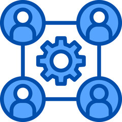 Team management blue outline icon