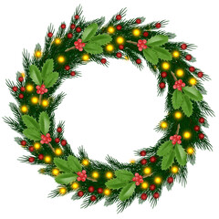 Fototapeta na wymiar watercolor christmas wreath