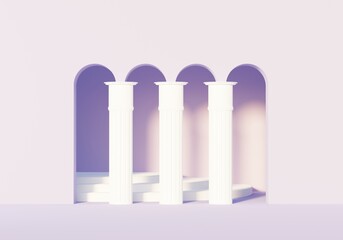 3d render abstract display podium platform for  product presentation and advertising. Minimal scene backdrop with clean design. Vacant pedestal for mock up. Empty stage with pastel color for cosmetic.