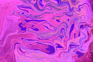 Abstract lilac-pink marble background. Acrylic paint spreads freely and creates an interesting pattern. The ice of Antarctica. Background for the cover of a laptop, notebook.