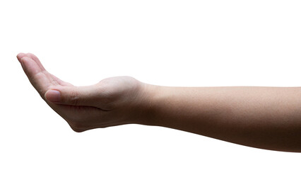 isolated of a woman's hand holding something.