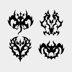 Dark head skeleton streetwear element vector skull illustration scary demonic editable