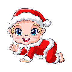 cute little baby wearing santa clothes