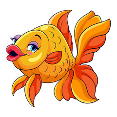Beautiful goldfish cartoon isolated on white background