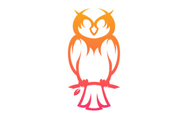 Owl Bird On a Twig Logo Design Template