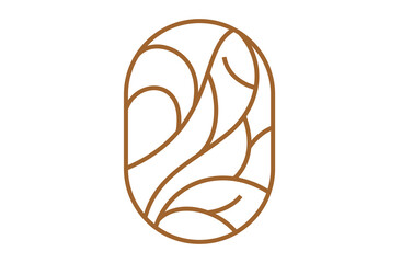 Elegance Abstract Tree Branch Inside an Oval Frame Logo Design Template