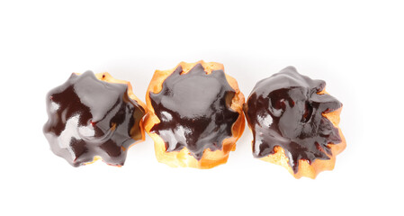 Tasty eclairs isolated on white background