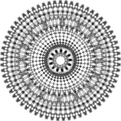 The illustrations and clipart. Vector image. Black and white circle line in mandala pattern with a node in every segment.