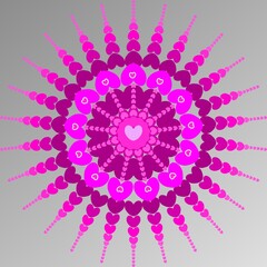The illustrations and clipart. Vector image. Abstract image. Love in a circle pattern on a gray background.