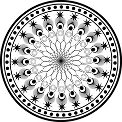 The illustrations and clipart. Vector image. Abstract image. Black mandala pattern on a white background.