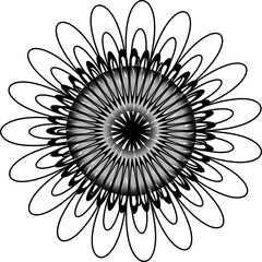 The illustrations and clipart. A simple line mandala pattern in black and white color.