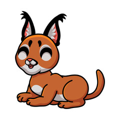 Cute caracal cat cartoon sitting