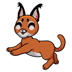 Cute caracal cat cartoon walking