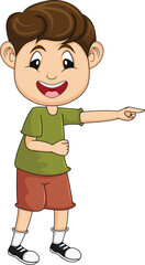 boy is showing direction while smiling cartoon vector illustration