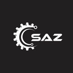 SAZ letter technology logo design on black background. SAZ creative initials letter IT logo concept. SAZ setting shape design.
