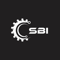 SBI letter technology logo design on black background. SBI creative initials letter IT logo concept. SBI setting shape design.
