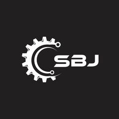 SBJ letter technology logo design on black background. SBJ creative initials letter IT logo concept. SBJ setting shape design.
